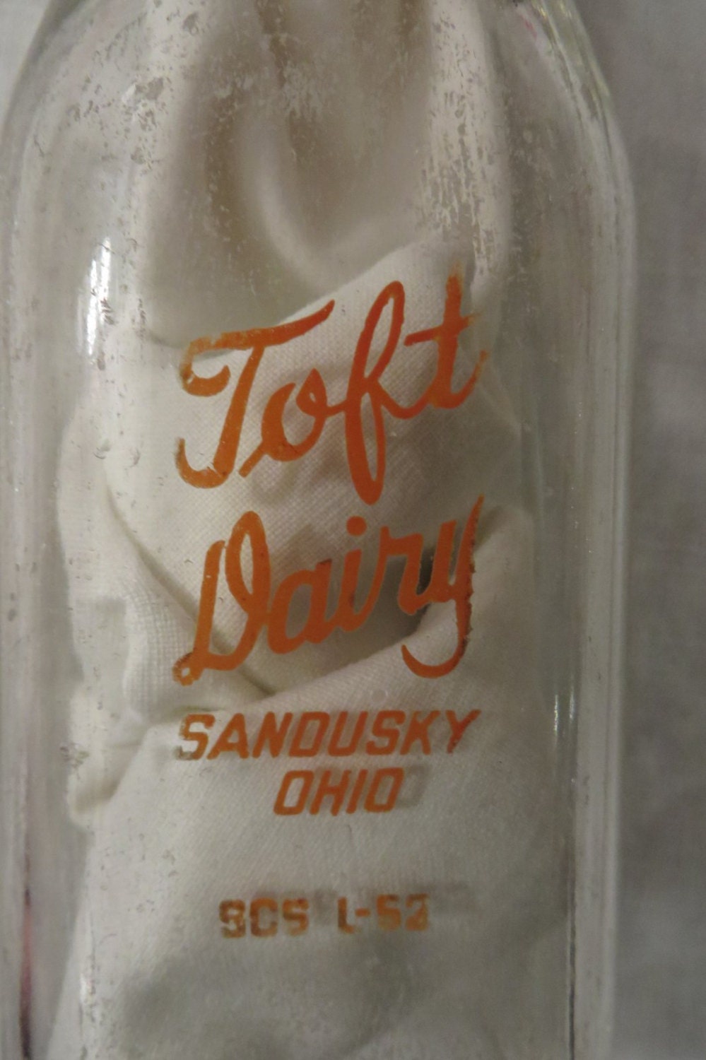 Antique Glass Milk Bottle // Toft Dairy // Sandusky Ohio