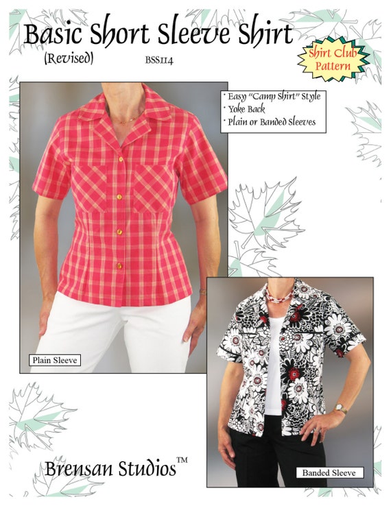 Basic Short Sleeve Shirt Sewing Pattern Camp Shirt Style, BSS114 from