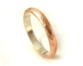 Classic men's wedding ring, hammered rose gold, unisex wedding band, classic with a twist, lightweight gold ring, ilanamir