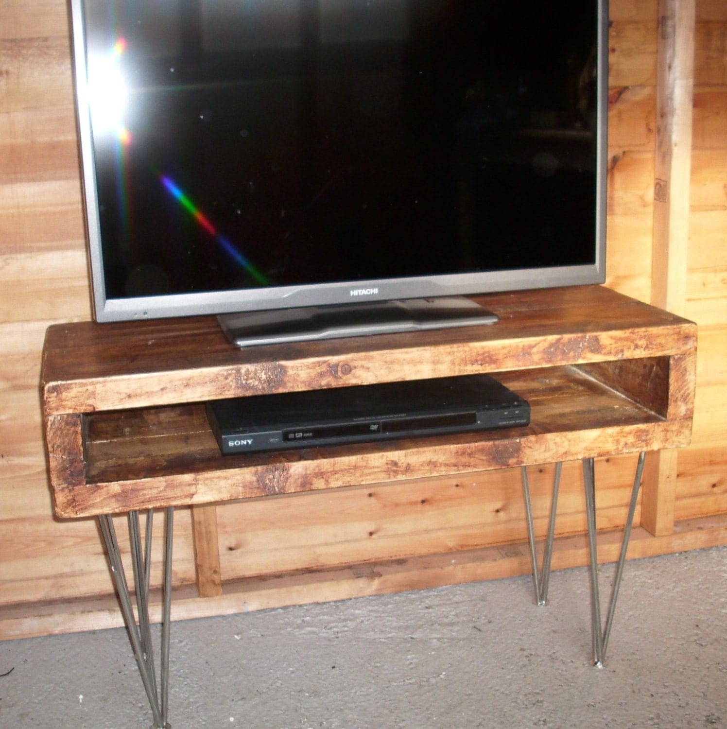 Contemporary tall rustic tv stand with 3 by Redcottagefurniture