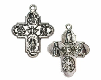 BULK 40 pcs - Silver Miraculous Medal Cross Charm 30x24mm - Ships from Texas by TIJC - SP0172B