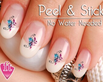 Purple Swirl Flower Abstract Nail Art Decal Sticker Set