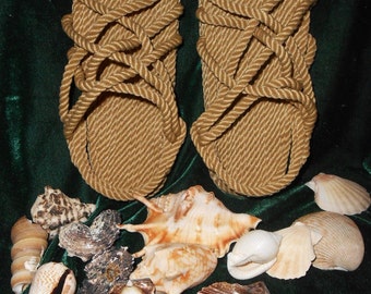 Handmade Utopian Rope Sandals - Size 9 Beige Womans