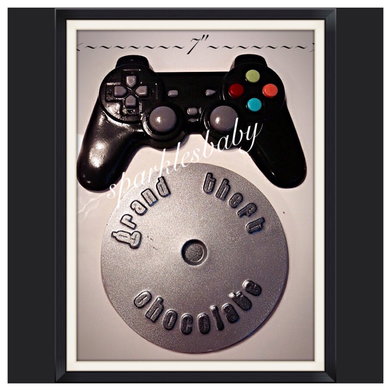 Video game controller chocolate with video game chocolate disc