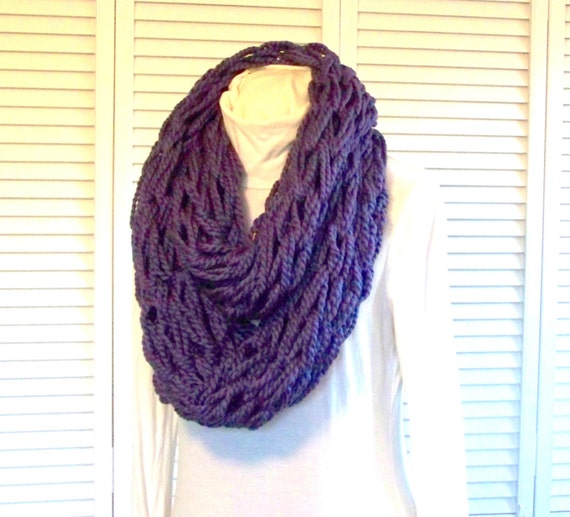 Items similar to Double wrap Purple Arm Knit Infinity Scarf on Etsy