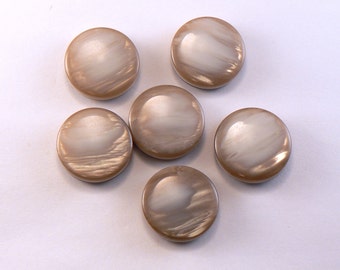 6 - 7/8" Lucite Brown Button - Brown & Cream Marbled Shank Buttons - 22 mm Vintage Sewing Buttons #BN-12-23