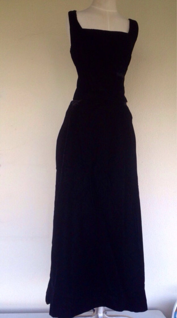 Avant-garde 80's Cocktail Dress 2 pieces in rich black