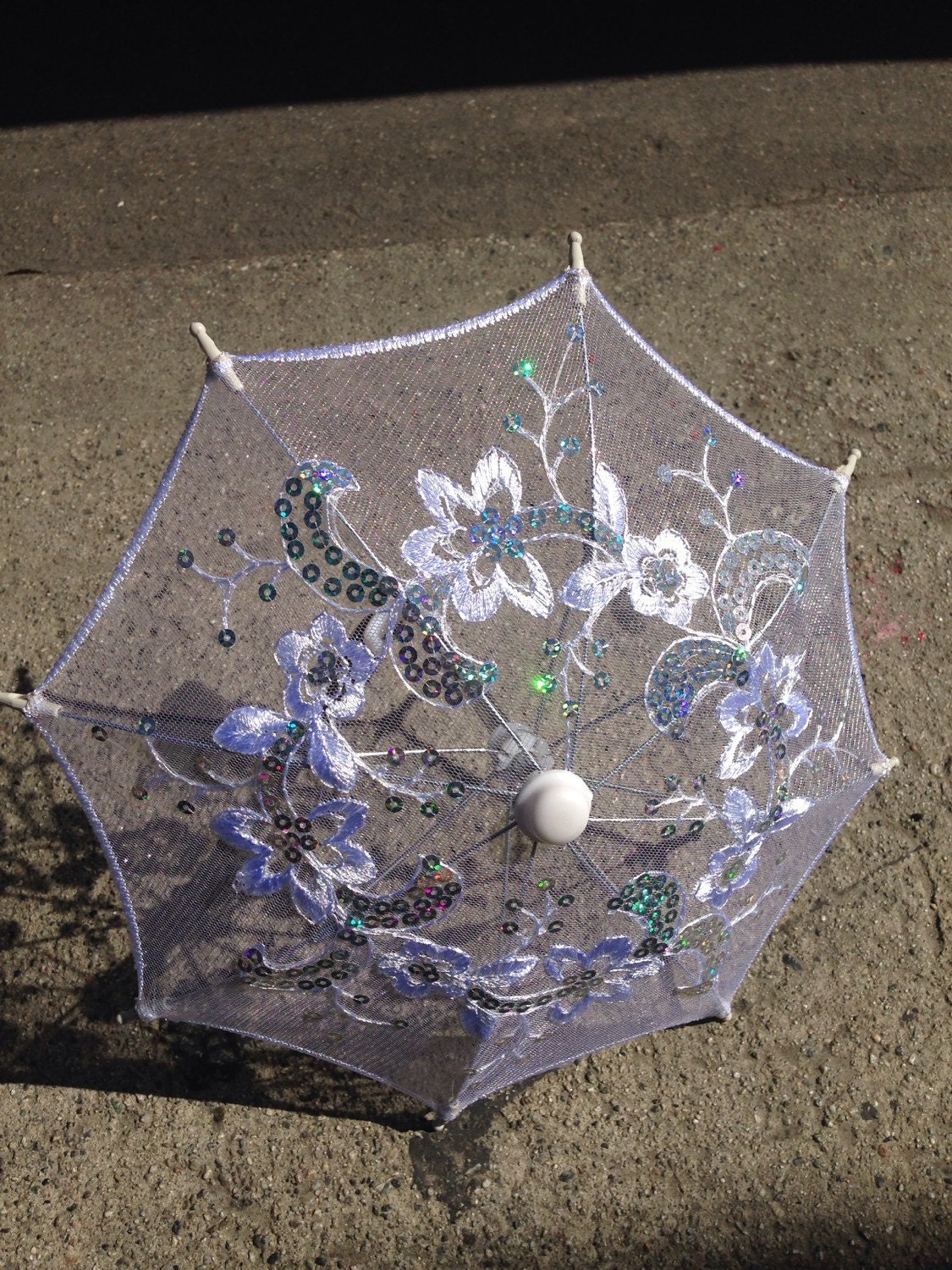 Small Lace embroidered parasol umbrella for wedding by CaSales