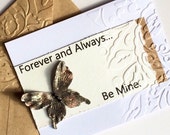 Unique Valentine's Day Card, Unique Butterfly Card, Embossed Valentine's Day Card