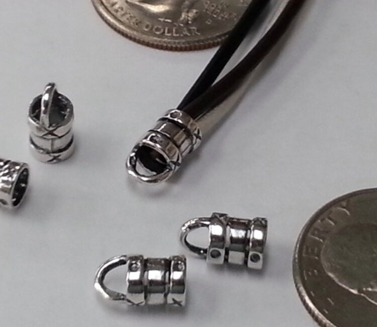 10pcs Sterling Silver 4mm Leather End Cap End Caps by Mayasgems