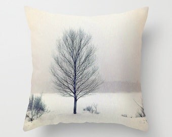 Birch Tree, Pillow Cover,16x16,18x18,20x20,home decoration,winter decor,interior design,muted colors, tree,winter,nature,snow,country living