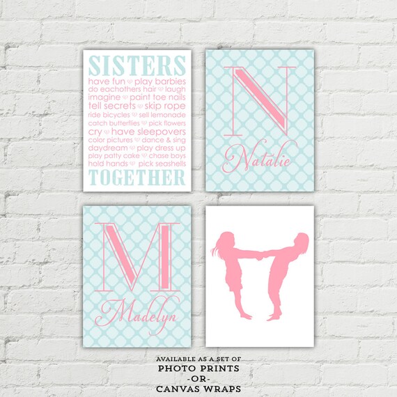 Sisters bedroom wall art girls playroom art by WillowLanePrints