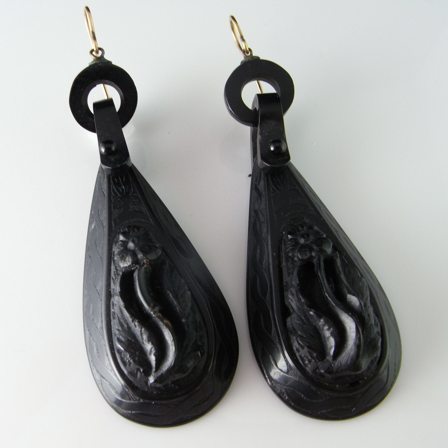 Whitby Jet Earrings Victorian Earrings Antique Earrings Black