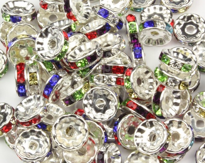 Rondelle Spacer Beads Glass Crystal Rhinestones 6MM 8MM 10MM 10+ Colors