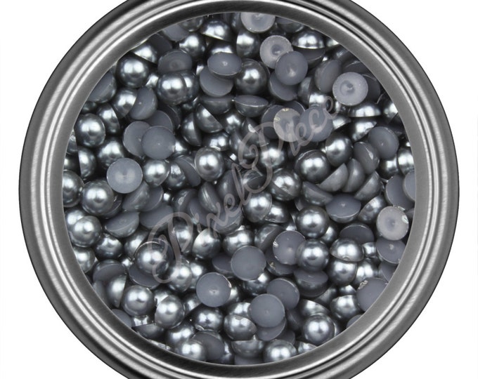 Gray Half Pearl Gems Flat Back Face Art Nail Art Scrapbook Phone Decoration Cabochon 2mm 3mm 4mm 5mm 6mm 8MM