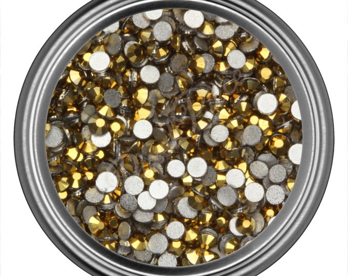 Gold Glass Crystal Swarovski Round Rhinestone Aurum 2MM 3MM 4MM 5MM