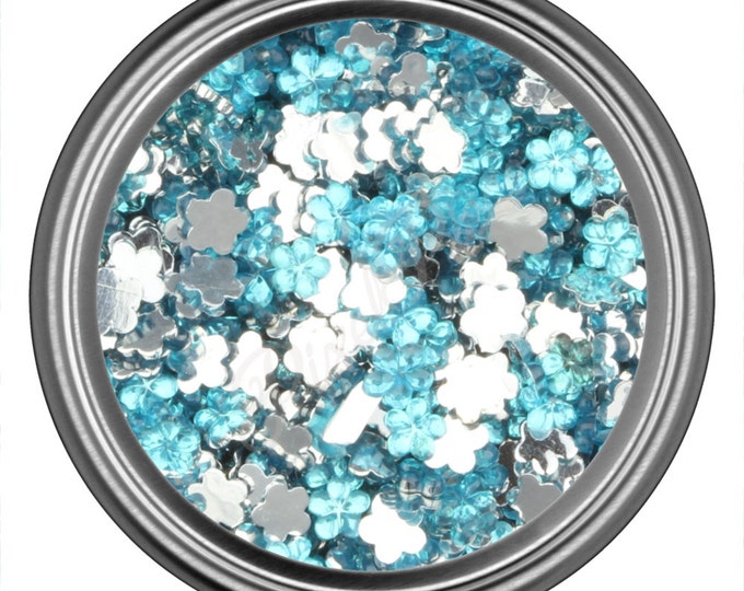 Blue Flower Rhinestone Gems Flat Back Face Art Nail Art Scrapbook Phone Decoration 3mm