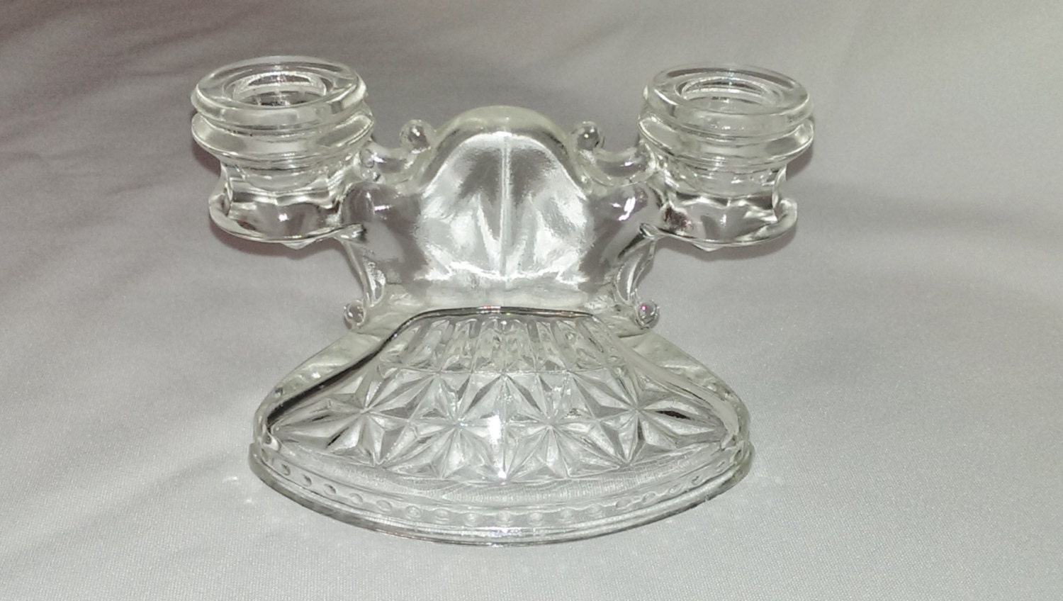 Vintage Glass Candle Holder Double Candleholder by MegsEndeavors