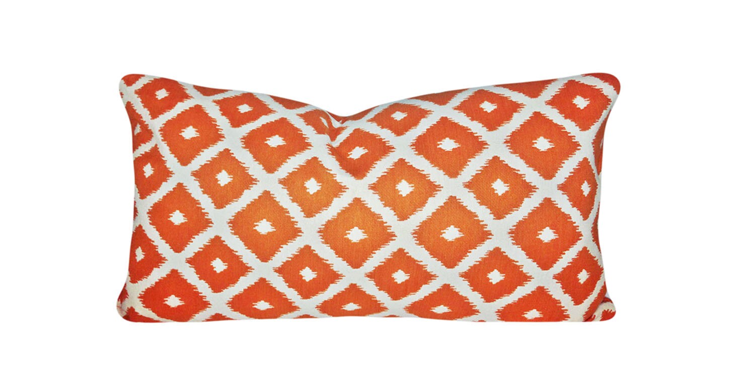 Orange Ikat Dot Decorative Pillow Cover Throw Pillow