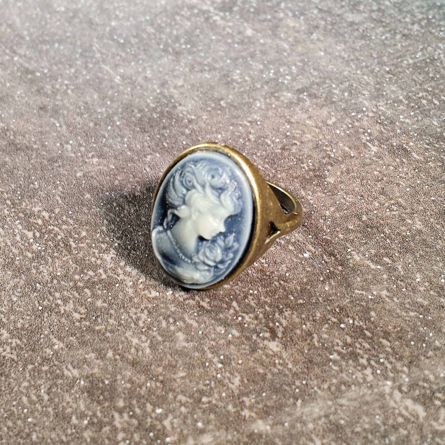 Dark Blue Simple Cameo Ring By Glamourapparatus On Etsy