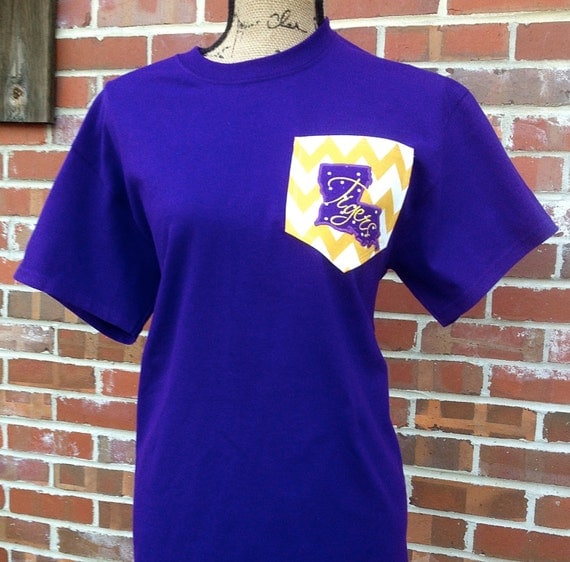 Custom LSU Pocket T-Shirt by SouthernStitches956 on Etsy