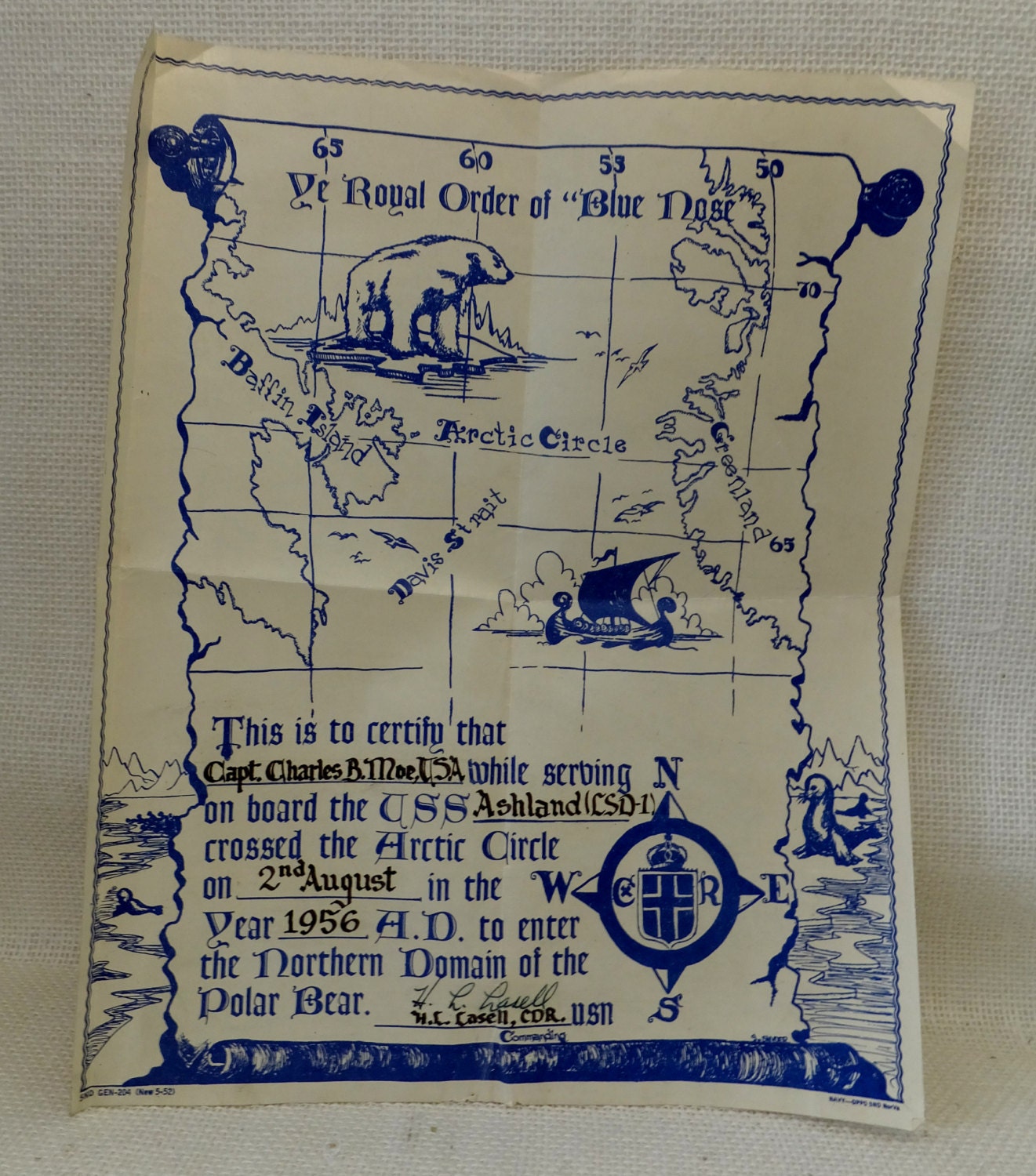 Ye Royal Order of the Blue Nose Certificate/Lithograph