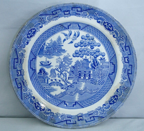 10 Antique Plate Blue Willow Pattern Arthur J.