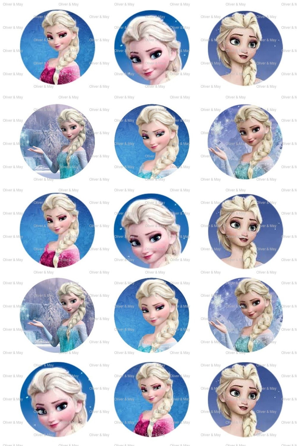 Frozen Elsa 1 Bottlecap Circle Images Collage 4x6