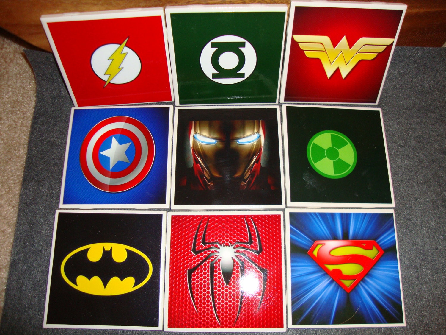 Superhero Coasters set of 4/6/8 by KTsCoasterBoutique on Etsy