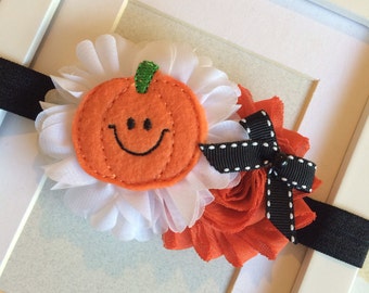 Halloween pumpkin headband,halloween headbands,baby headband, toddler headband,infant headband,girls headband,orange and black headband