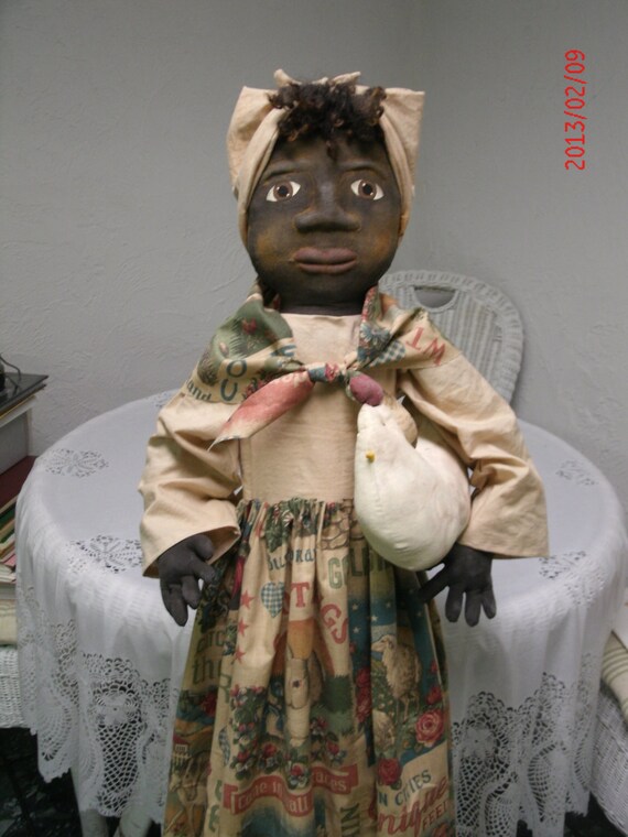 Primitive Black Folk Art Mammy Doll and by primitivewishfuls