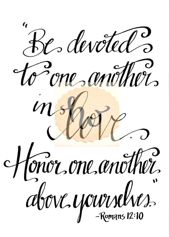 Items similar to Be Devoted to One Another in LOVE. Romans 12:10 / Art ...