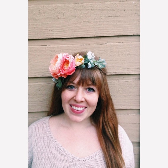 Ranunculus etsy Silk crown// silk flower crown  flower