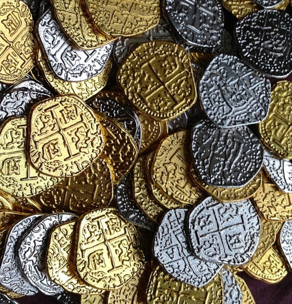 50 Metal Pirate Coins Replicas Treasure Pirates by DiosasTreasures