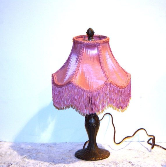 Vintage Small Table Lamp with Fringed by SuzsCollectibles on Etsy