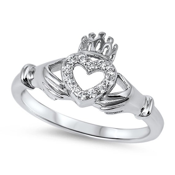 Irish Dublin Claddagh Crown Ring Heart Shape by BlueAppleJewelry