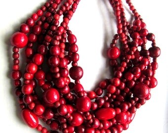 Wooden bead necklace Bib necklace Ukrainian jewelry Ukrainian style Gift from Ukraine