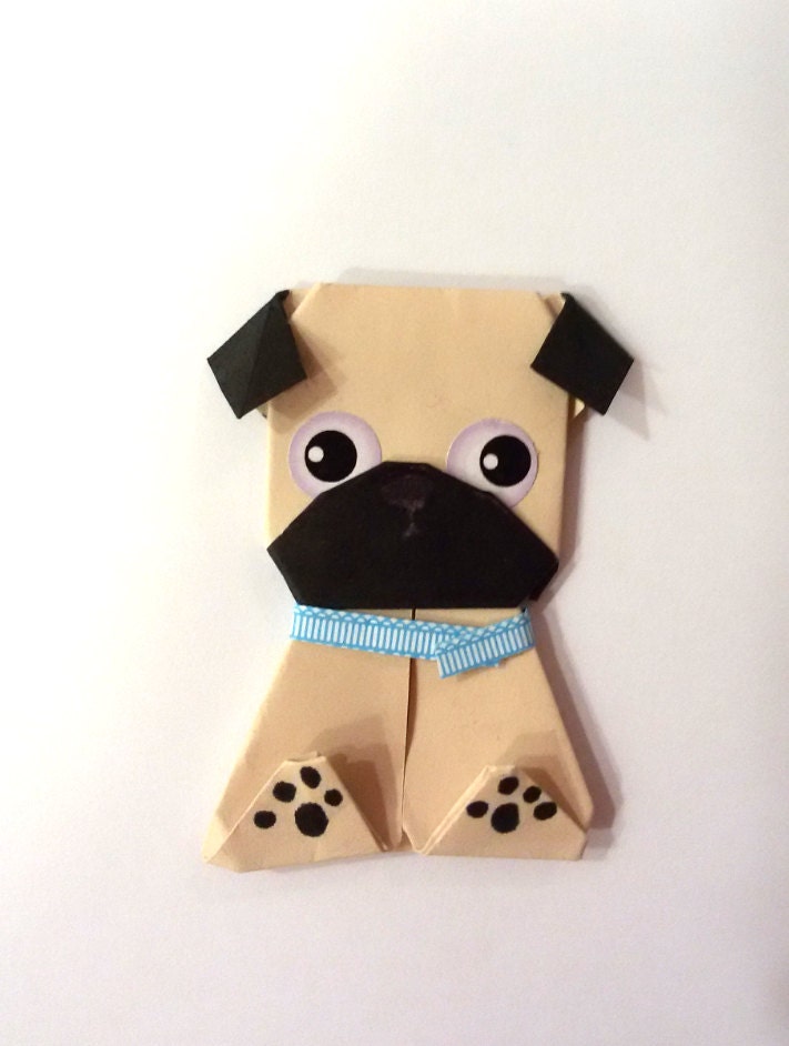 Pug Magnet Origami Pug Magnet Handmade Paper Pug By Jollycards