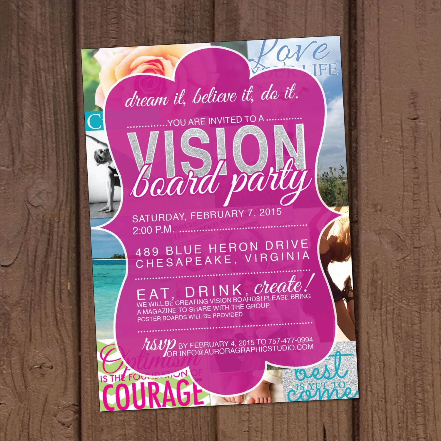 Wonderful free vision board party invitation template Farbrorkit