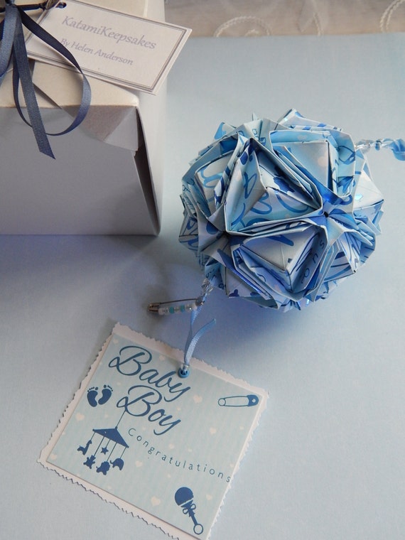 Baby Boy Gift Keepsake in Origami Gift Box Newborn Baby