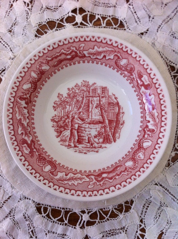 Memory Lane Royal Ironstone Dish Midcentury Red Transferware