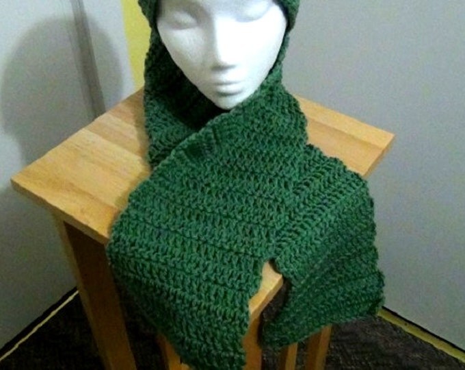 Crocheted Scarf - Light Sage Green Handmade Scarf - Winter Accessory from Maine