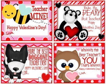 Printable Teacher Valentines Day Card Personalized Teacher