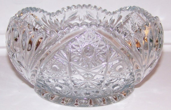 Vintage American Brilliant, Pressed Glass Bowl, 7"  wide, Wedding Decor, Mother's Day, For Her, Vintage Glass. Perfect Condition