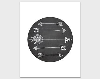 Arrows Art Print Chalkboard Printable 8x10 Instant Download Tribal Cabin Native American Nursery Decor Cabin Decor Wall Art Arrow Poster