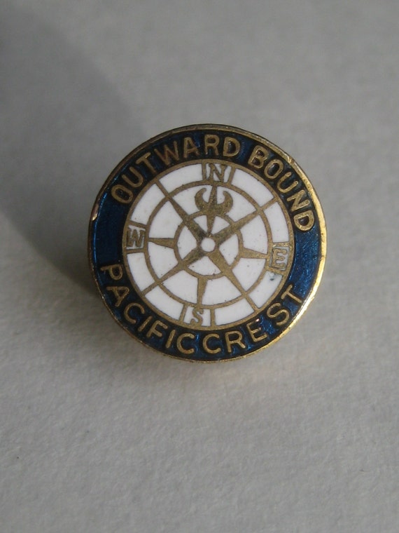 Items similar to Compass Badge Teal Blue Enamel Tie Tack Pacific Crest
