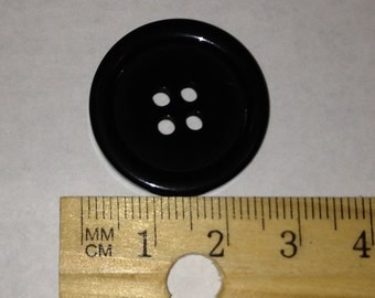 50 1" Bulk Black Buttons 1 inch Black Plastic Buttons Buttons 25mm Black Button Craft Buttons Sewing Buttons Four Hole Buttons