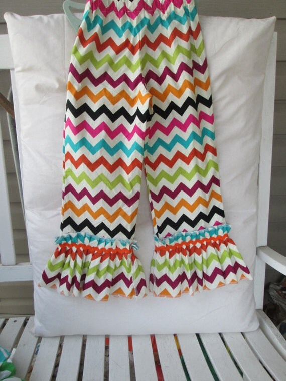 Girls ruffle pants chevron print girls clothing childrens