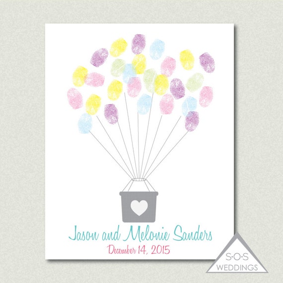 Hot Air Balloon Fingerprint Guest Book Finger print