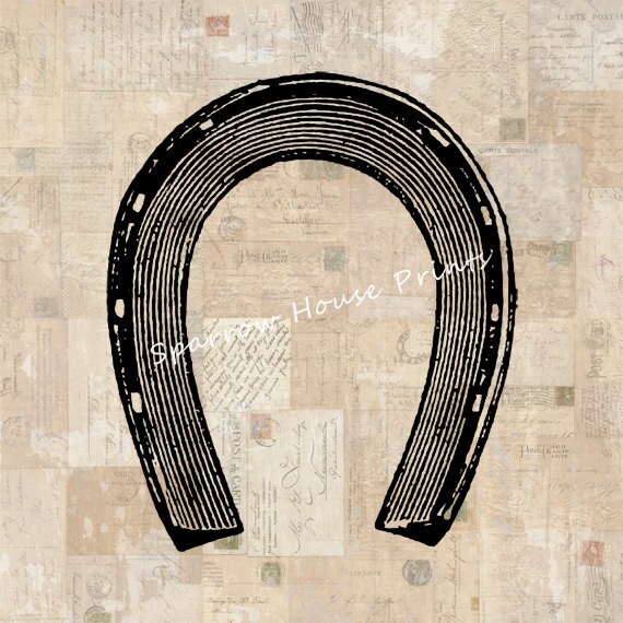 Antique Print Horseshoe Wall Art Horse Shoe Western Home Decor